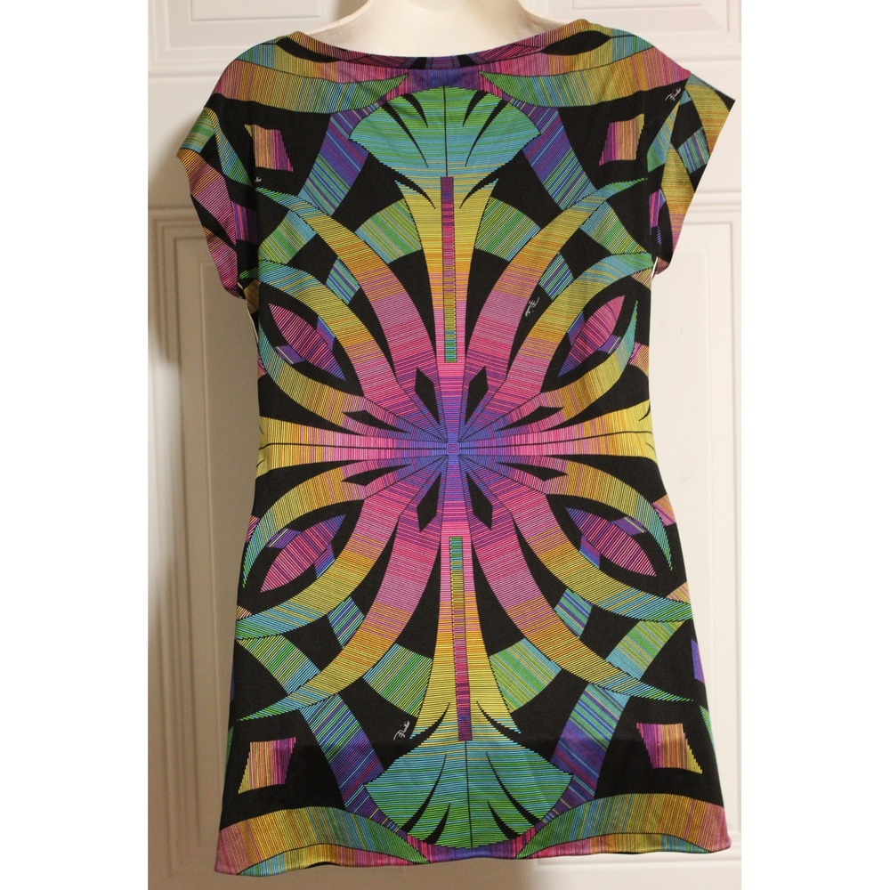Emilio Pucci Firenze Silk Tunic Blouse Top Signature Geometric Print Italy Made - Picture 3 of 13